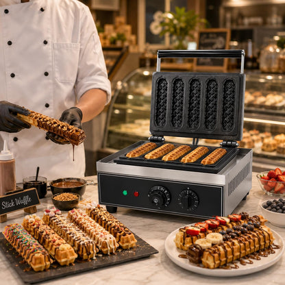 Gurubhai Equipments 5 Stick Waffle Maker Machine, Commercial Electric Waffle Stick Maker, Professional Belgian Waffle Machine for Cafe Bakery