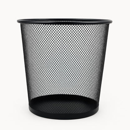 GURUBHAI EQUIPMENTS Metal Mesh Waste Bin | Black Dustbin for Office, Home, Kitchen, Study Room & Bathroom | Round Open Trash Can for Paper & Dry Waste (Steel Mesh, Rust-Resistant)