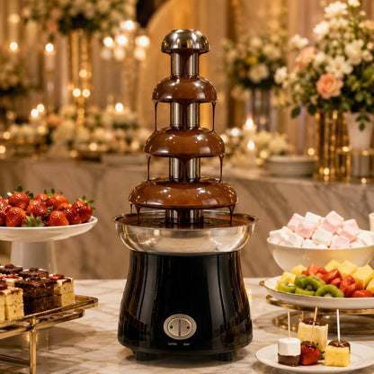 Gurubhai Equipments Electric Chocolate Fountain Machine with Stainless Steel Tower | 3-Tier Chocolate Fountain | Motor & Heating Control for Parties, Hotels, Catering & Events