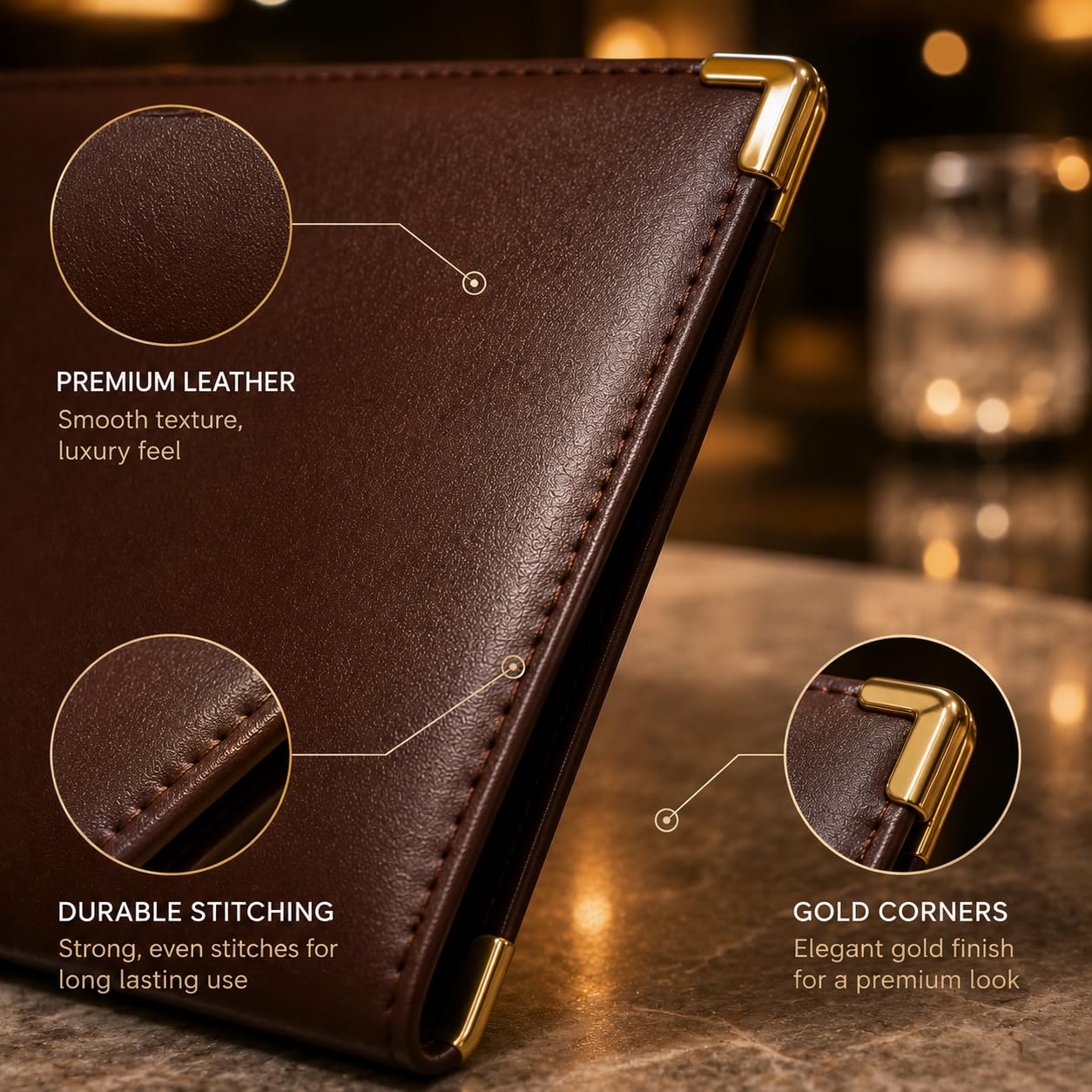 Gurubhai Equipments Bill Folder for Restaurant & Café Receipt Presenter with Thank You Print – Durable Menu & Receipt Holder for Hotels, Dine-in & Billing