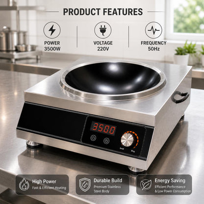 GURUBHAI EQUIPMENTS Commercial Induction Cooktop | Flat Induction Stove with Temperature Control | Heavy Duty Commercial Induction for Restaurant, Hotel & Catering Kitchen