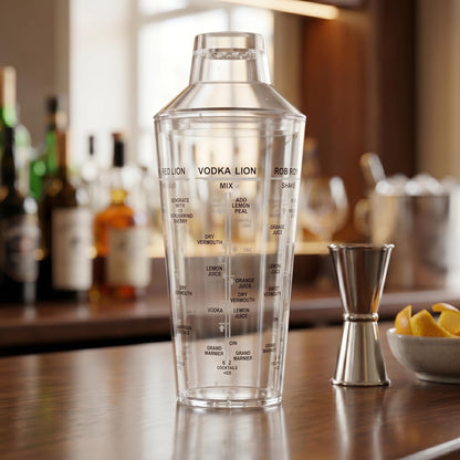 Gurubhai Equipments ABS Cocktail Shaker with Built-in Strainer & Leakproof Seal Clear Cocktail Mixer for Margaritas Martinis Mocktails Home Bar Accessories
