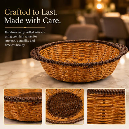 Gurubhai Equipments Wicker Basket with Handle, Handwoven Storage and Carry Basket for Home, Kitchen, Laundry and Gift Hampers (3)