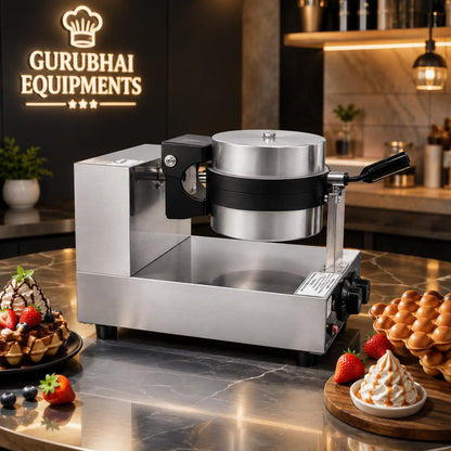 Gurubhai Equipments Commercial Waffle Maker Machine, Electric Belgian Waffle Baker, Professional Waffle Machine for Cafe Bakery Restaurant Food Stall