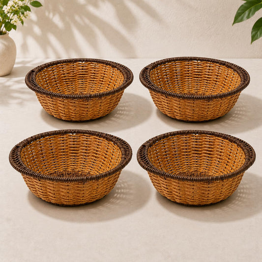 Gurubhai Equipments Wicker Basket with Handle, Handwoven Storage and Carry Basket for Home, Kitchen, Laundry and Gift Hampers (4)