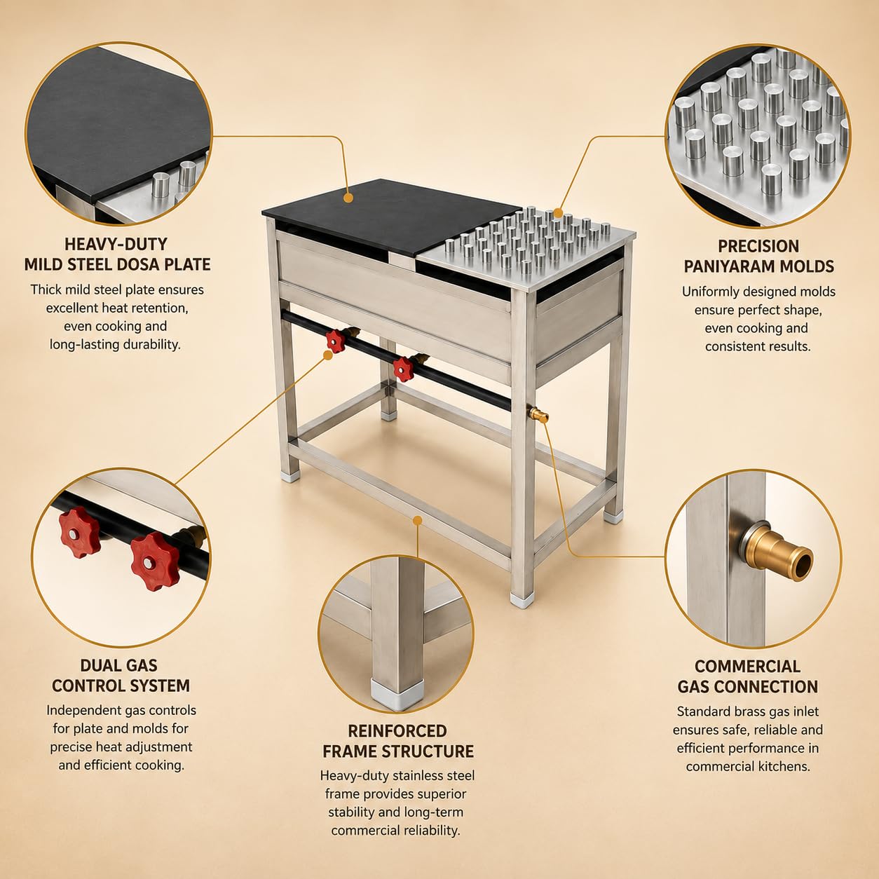 Gurubhai Equipments Stainless Steel Roti Bhatti – Commercial Gas Roti Bhatti for Hotel & Restaurant Use | Heavy-Duty Roti Cooking Bhatti with Bullet Burner for Tandoor & Kitchen Use