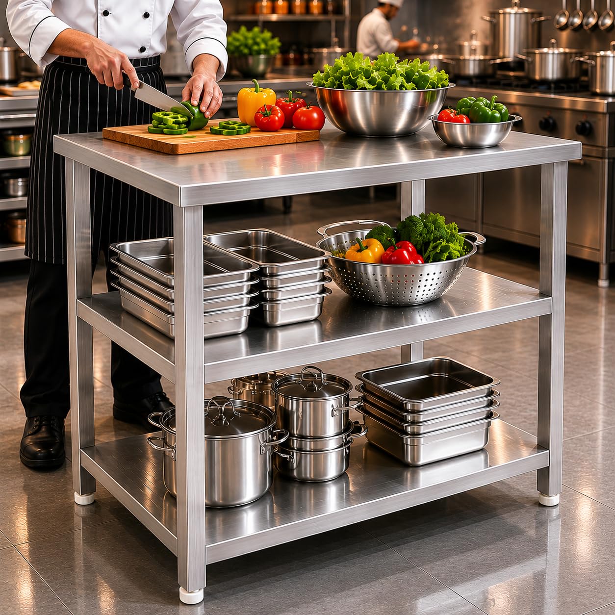 GURUBHAI EQUIPMENTS Kitchen Service Table SRV-TBL-45X24