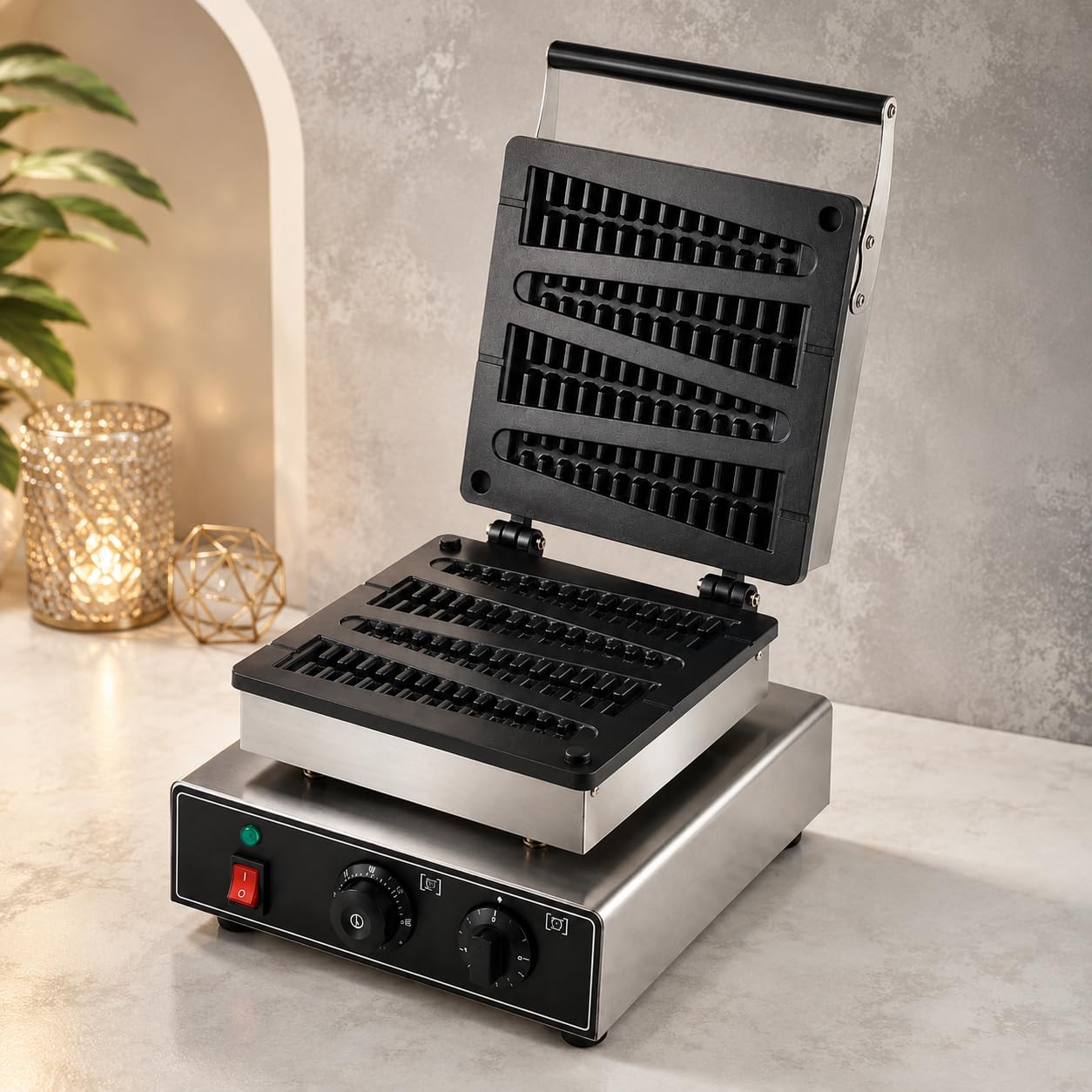 Gurubhai Equipments Commercial Waffle Maker Machine, Electric Belgian Waffle Baker, Professional Waffle Machine for Cafe Bakery Restaurant Food Stall
