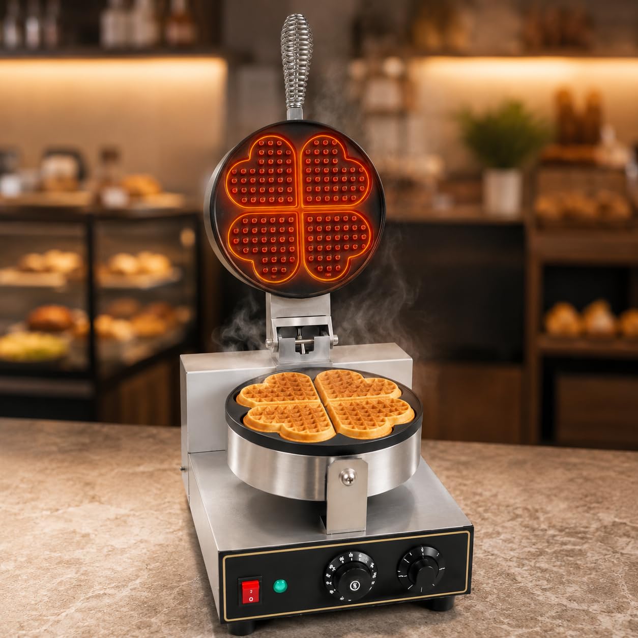 Gurubhai Equipments Commercial Waffle Maker Machine, Electric Belgian Waffle Baker, Professional Waffle Machine for Cafe Bakery Restaurant Food Stall