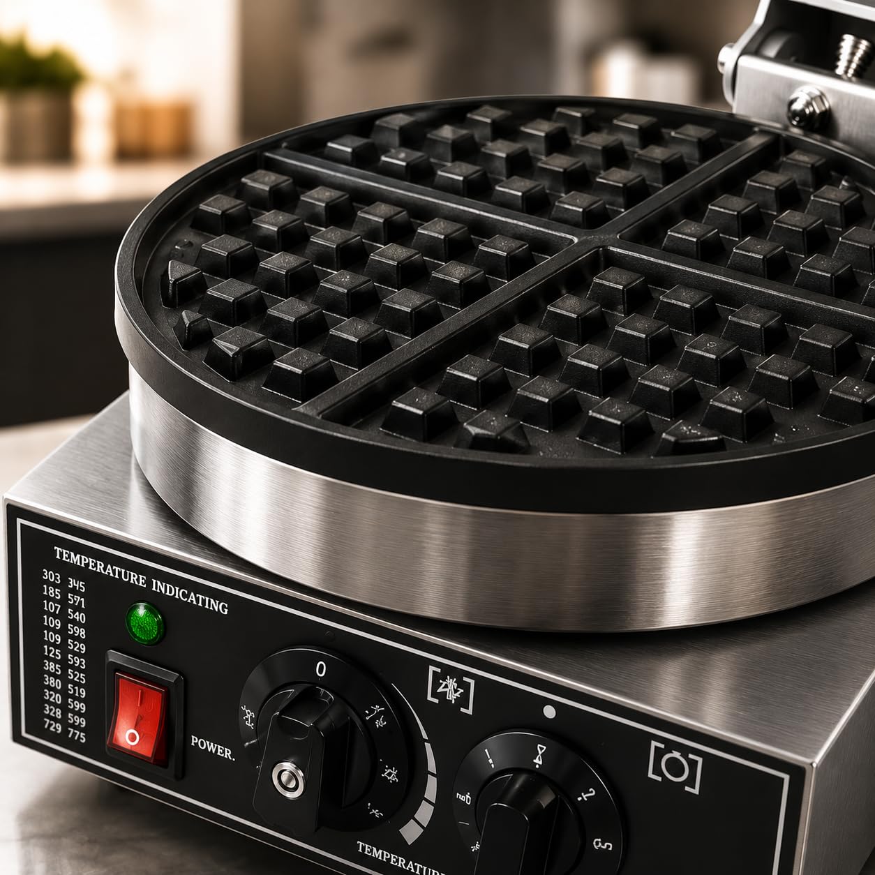 Gurubhai Equipments Commercial Waffle Maker Machine, Electric Belgian Waffle Baker, Professional Waffle Machine for Cafe Bakery Restaurant Food Stall