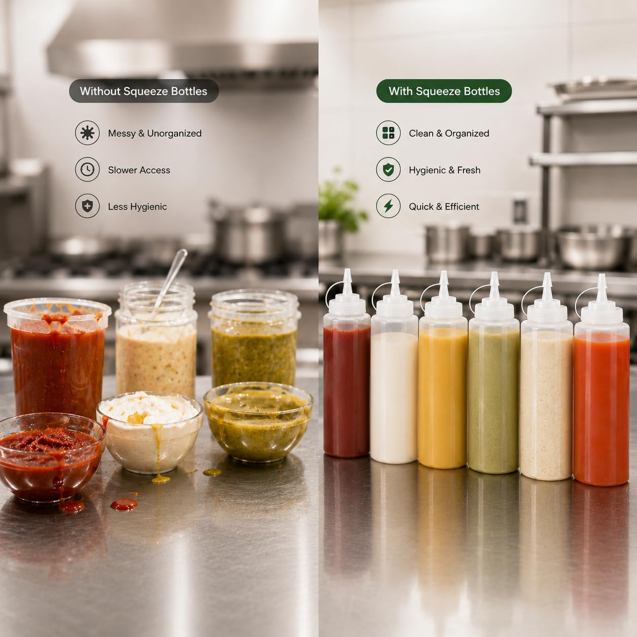 GURUBHAI EQUIPMENTS 1 Liter Ketchup Bottle – Pack of 6 Food-Grade Plastic Tomato Sauce Bottles for Restaurants, Cafeterias, Hotels & Catering