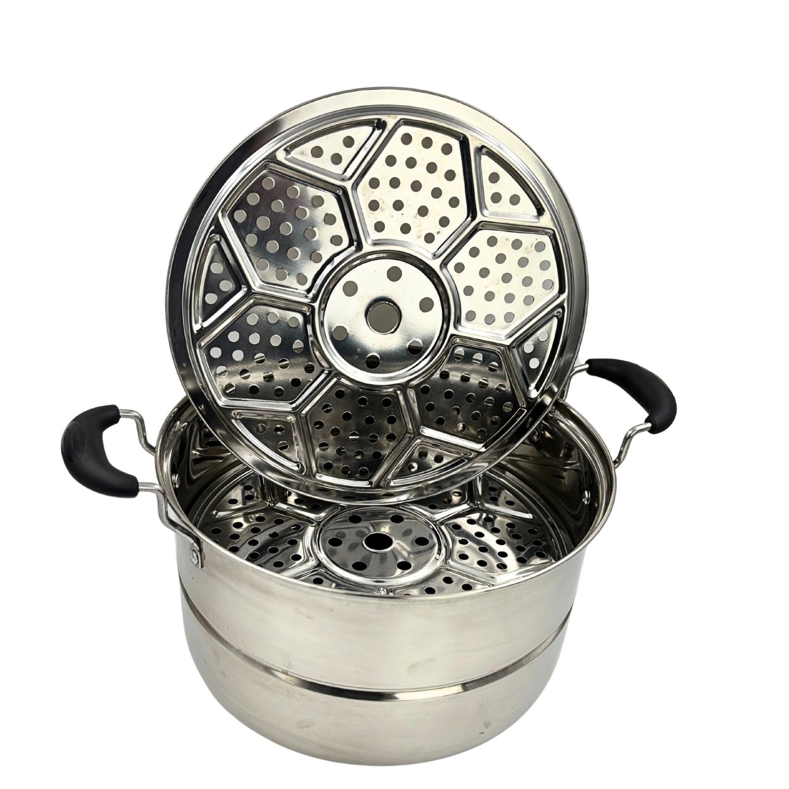 Gurubhai Equipments Stainless Steel Momos Steamer Cooker – 3 Tier, 30 cm with Lid – Multipurpose Steamer for Momos, Modak, Idli & Vegetables – Induction & Gas Stove Compatible – Silver