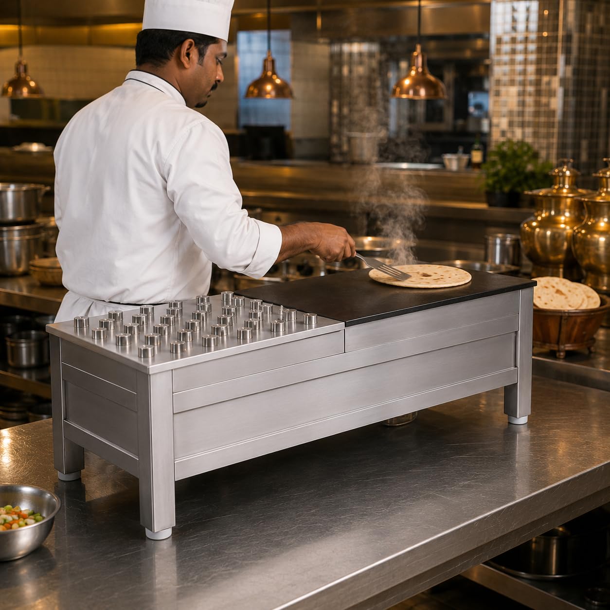 Gurubhai Equipments Stainless Steel Roti Bhatti – Commercial Gas Roti Bhatti for Hotel & Restaurant Use | Heavy-Duty Roti Cooking Bhatti with Bullet Burner for Tandoor & Kitchen Use