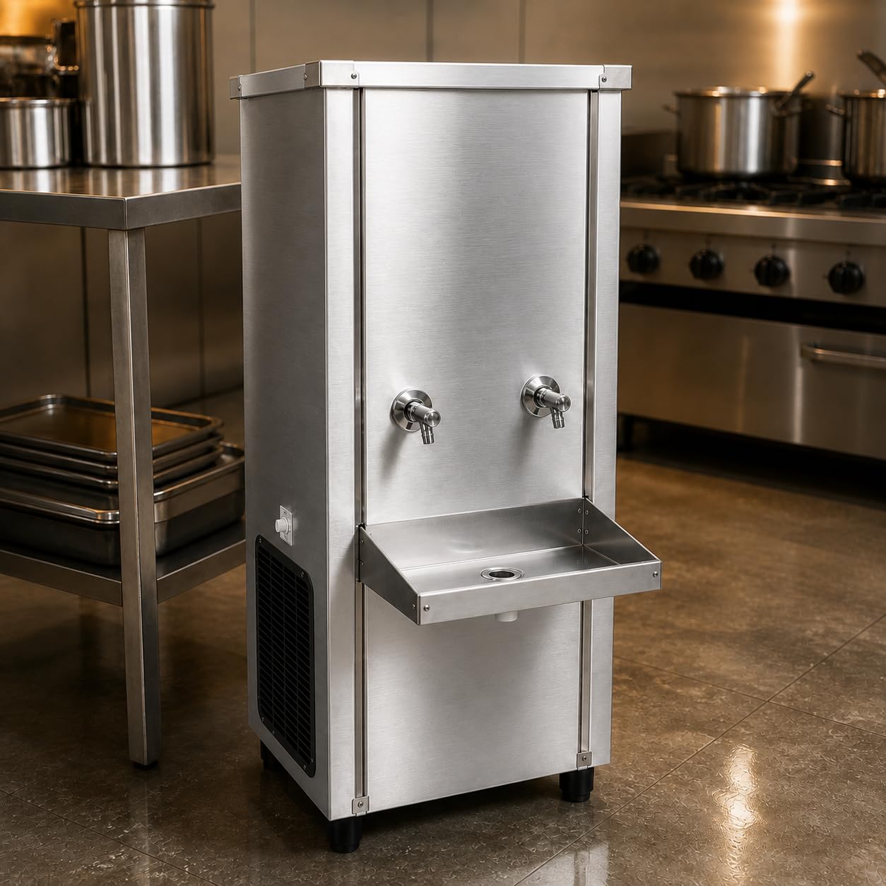 Gurubhai Equipments 100L Stainless Steel Water Cooler | Commercial Drinking Water Cooler Machine | Heavy Duty Electric Water Cooler for Office, School & Restaurant