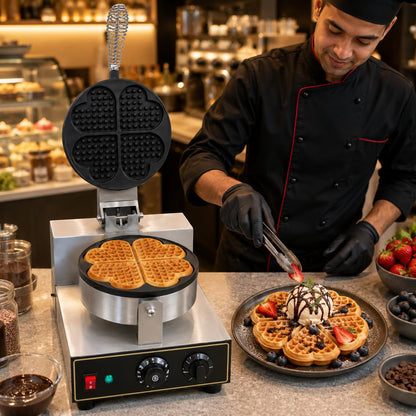 Gurubhai Equipments Commercial Waffle Maker Machine, Electric Belgian Waffle Baker, Professional Waffle Machine for Cafe Bakery Restaurant Food Stall
