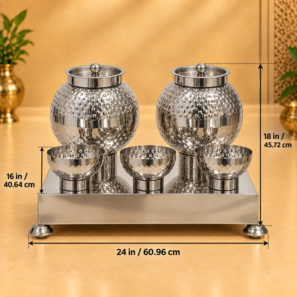 Gurubhai Equipments SS Pani-Puri Matka Hammer Set – 5 Piece, Matka capacity 10ltr. – Dimensions