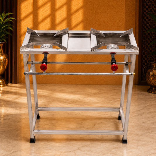 Standing Double Burner SS Gas Stove - 30*12