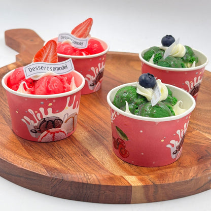 GURUBHAI EQUIPMENTS Artificial Ice Cream Dessert Cups Set of 4 | Realistic Fake Sundae Model with Toppings | Fake Food Products for Shops, Photography, Events & Home Decor