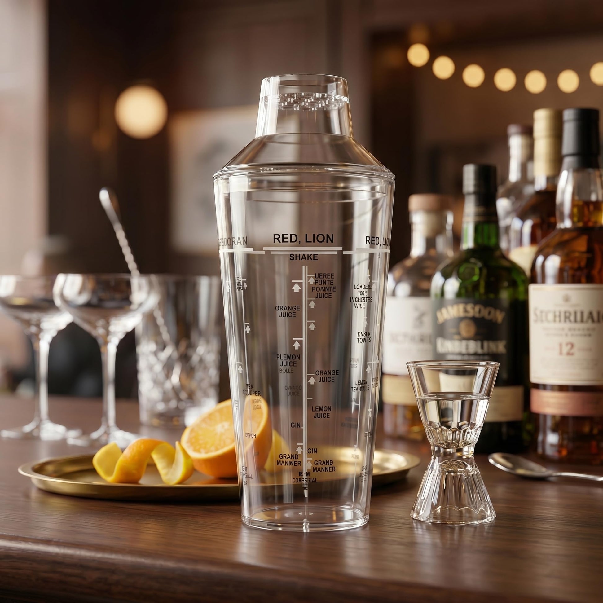 Gurubhai Equipments ABS Cocktail Shaker with Built-in Strainer & Leakproof Seal Clear Cocktail Mixer for Margaritas Martinis Mocktails Home Bar Accessories