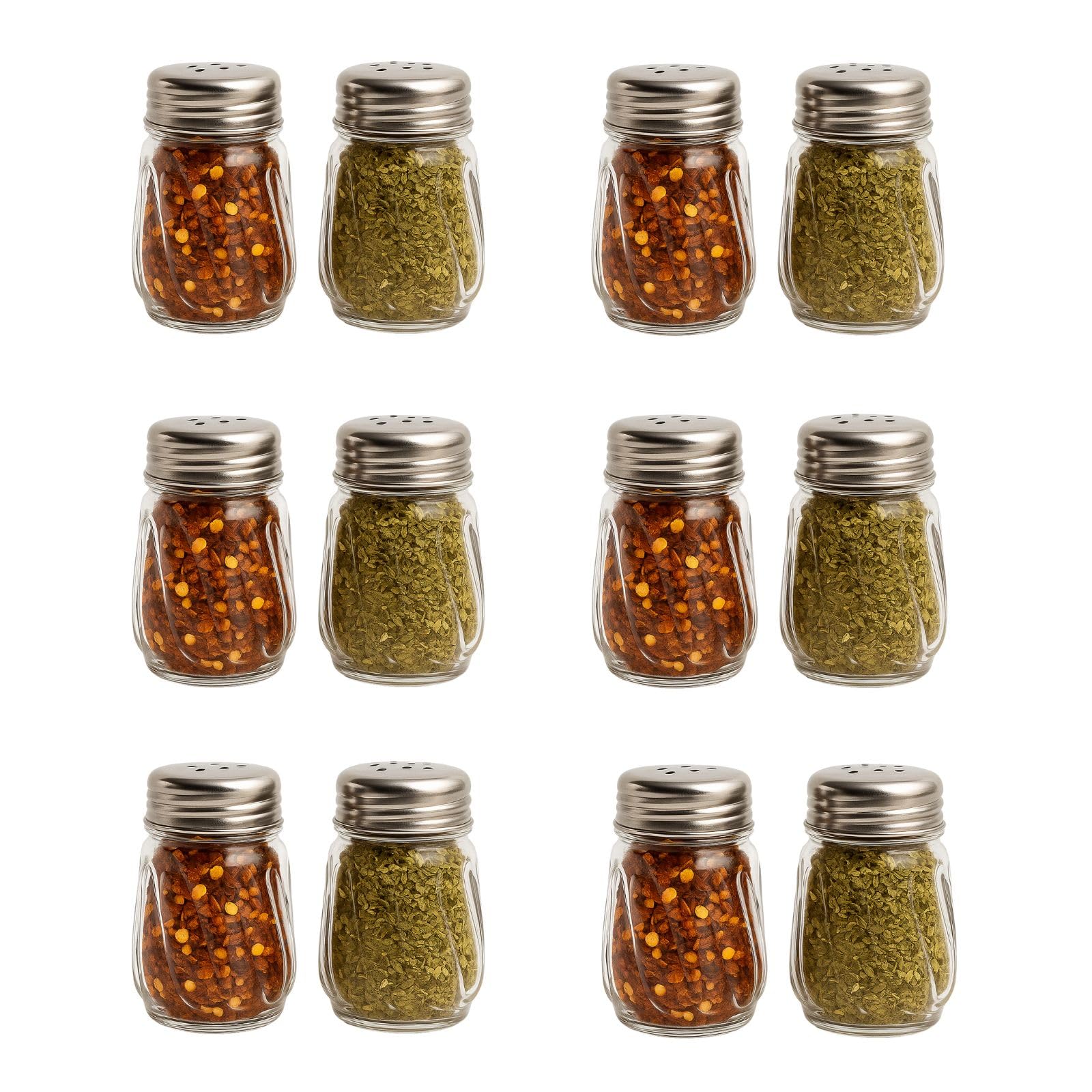 Gurubhai Equipments Chili Flakes & Oregano Dispenser Spice Shaker Bottles with Stainless Steel Lids | Seasoning Containers for Pizza, Pasta, Kitchen & Restaurant Use