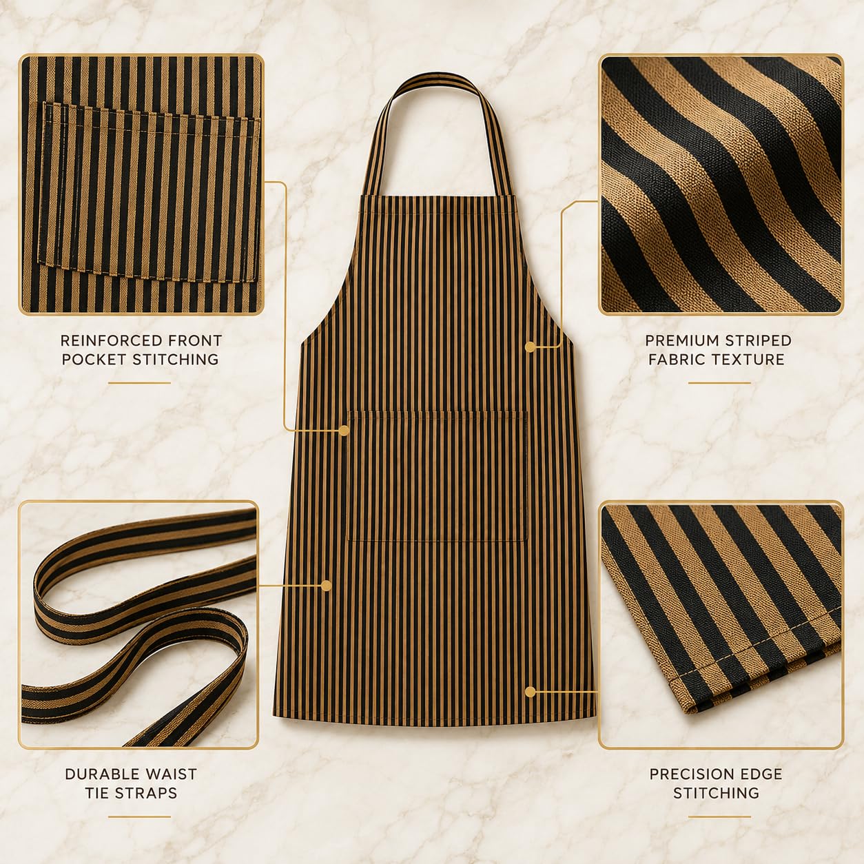 GURUBHAI EQUIPMENTS Chef Apron with Front Pocket | Kitchen Apron for Men & Women | Durable Cooking, Baking & BBQ Apron for Home, Restaurant & Café Use