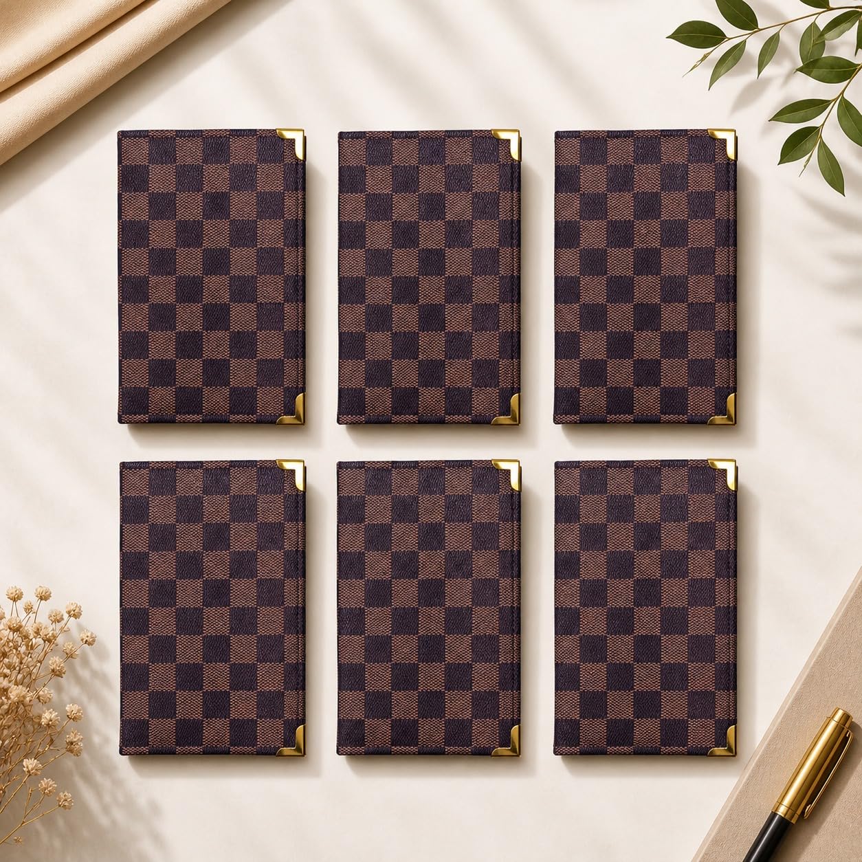 Gurubhai Equipments Premium Bill Folder – Pack of 6 | PU Leather Restaurant Check Presenter with Cash & Card Pocket | Durable & Stylish for Hotels & Cafés (Heavy Dark Brown)
