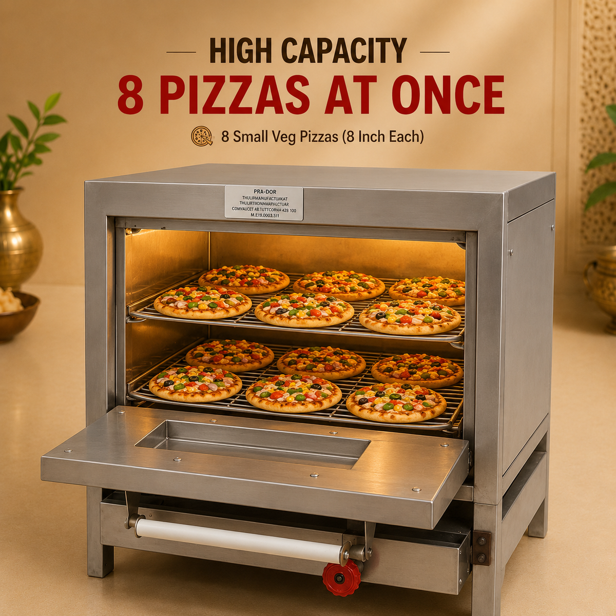 LPG Gas Pizza Oven 18 × 18 – 2 Shelf, 8 Pizza Capacity - product view 6