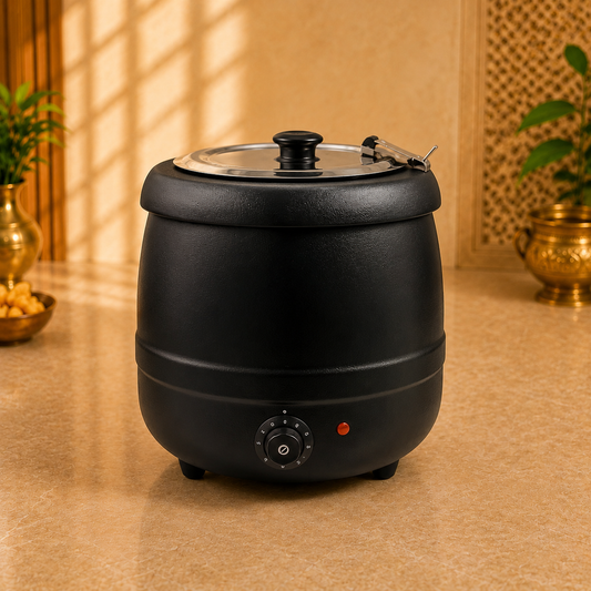 Black Electric Soup Kettle Warmer / Soup Tureen – 10 Litre, 400 W