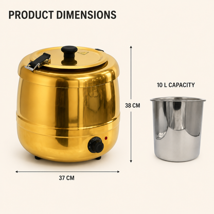 Golden Electric Soup Kettle Warmer / Soup Tureen – 10 Litre, 400 W - product view 3