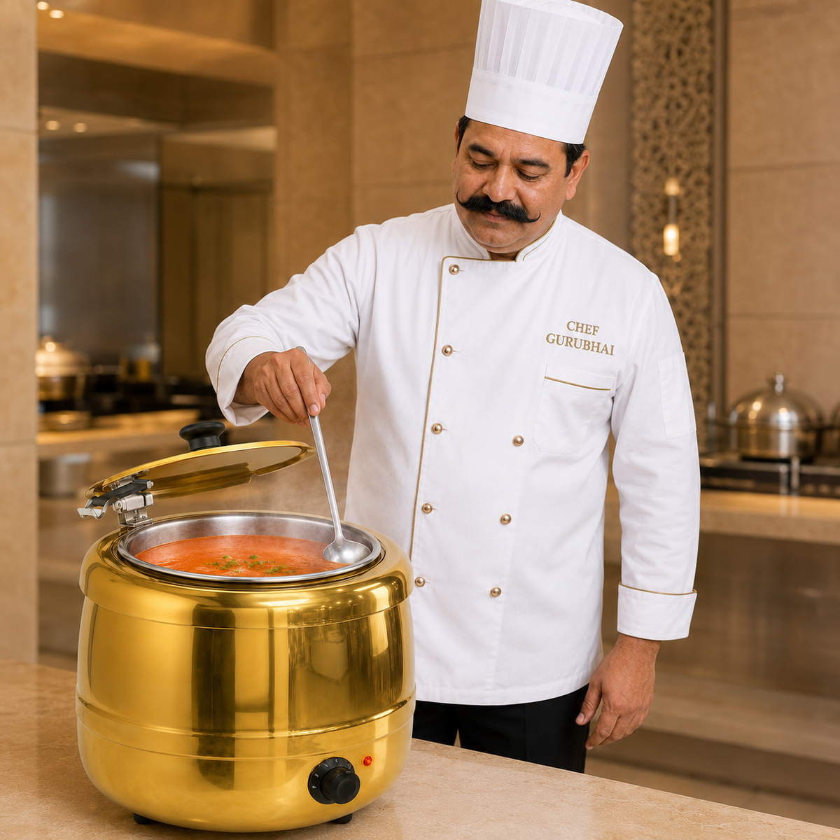 Golden Electric Soup Kettle Warmer / Soup Tureen – 10 Litre, 400 W - product view 4