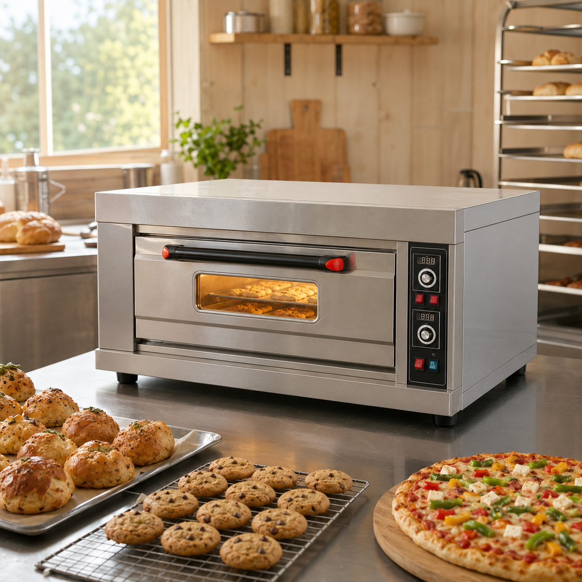 1 Deck 2 Tray Electric Stone Baking Oven – 34 × 24 Inch, 6.6 kW - product view 6