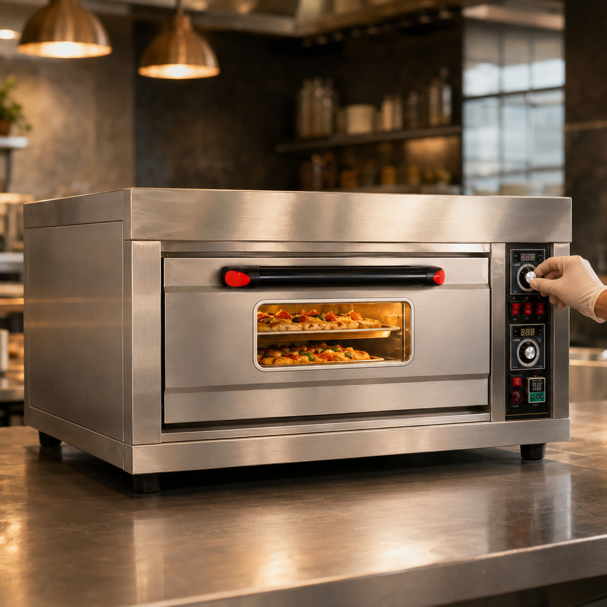 1 Deck 2 Tray Electric Stone Baking Oven – 34 × 24 Inch, 6.6 kW - product view 7
