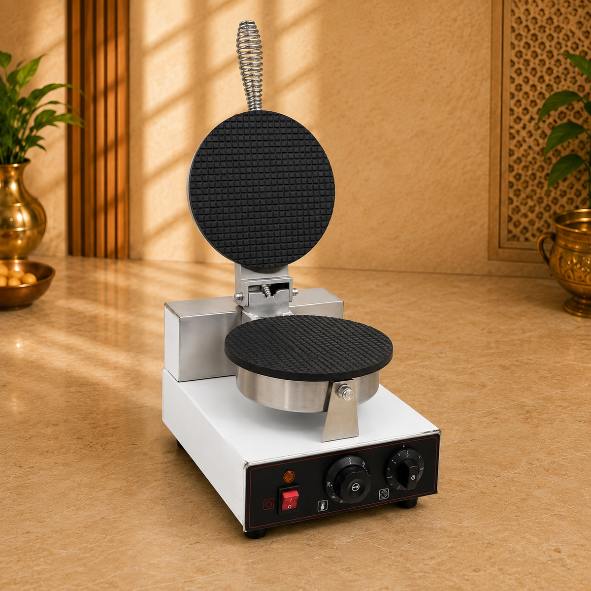 Round Electric Waffle Cone Maker