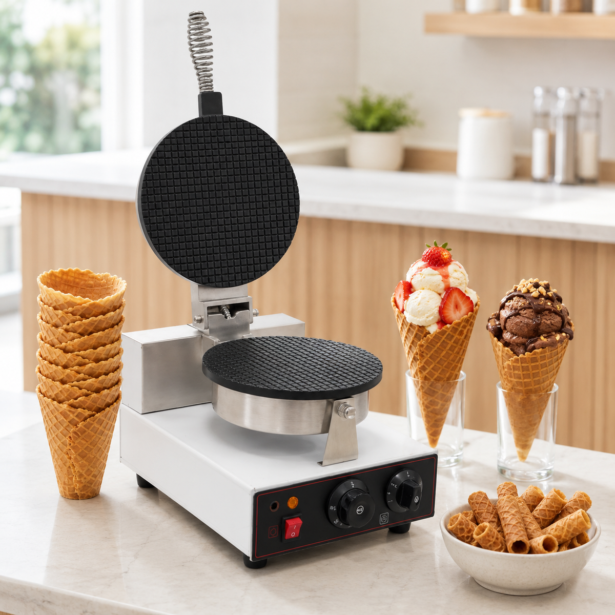 Round Electric Waffle Cone Maker - product view 6