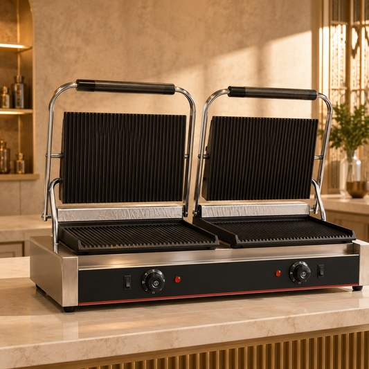 Double Head Electric Panini Grill – 4 Jumbo Slice