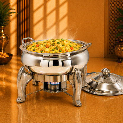 8 ltr Round Stainless Steel Chafing Dish – Commercial Food Warmer - product view 6
