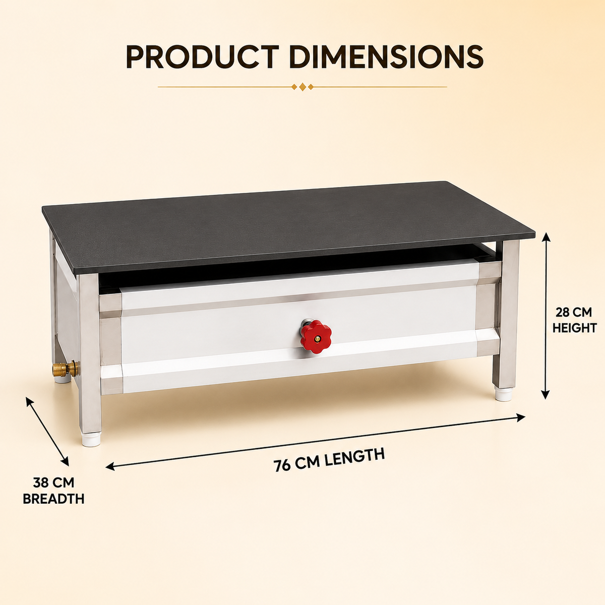 Table Top Dosa Bhatti 30 × 15 Inch – Commercial LPG Griddle - product view 3