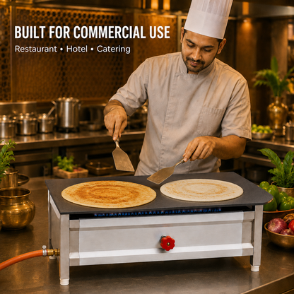 Table Top Dosa Bhatti 30 × 15 Inch – Commercial LPG Griddle - product view 6