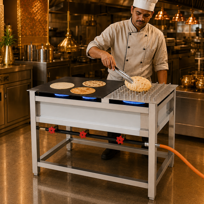 Standing Roti Bhatti 36 × 24 × 32 Inch – 2 Burner + 1 Puffer, Bullet Model - product view 3