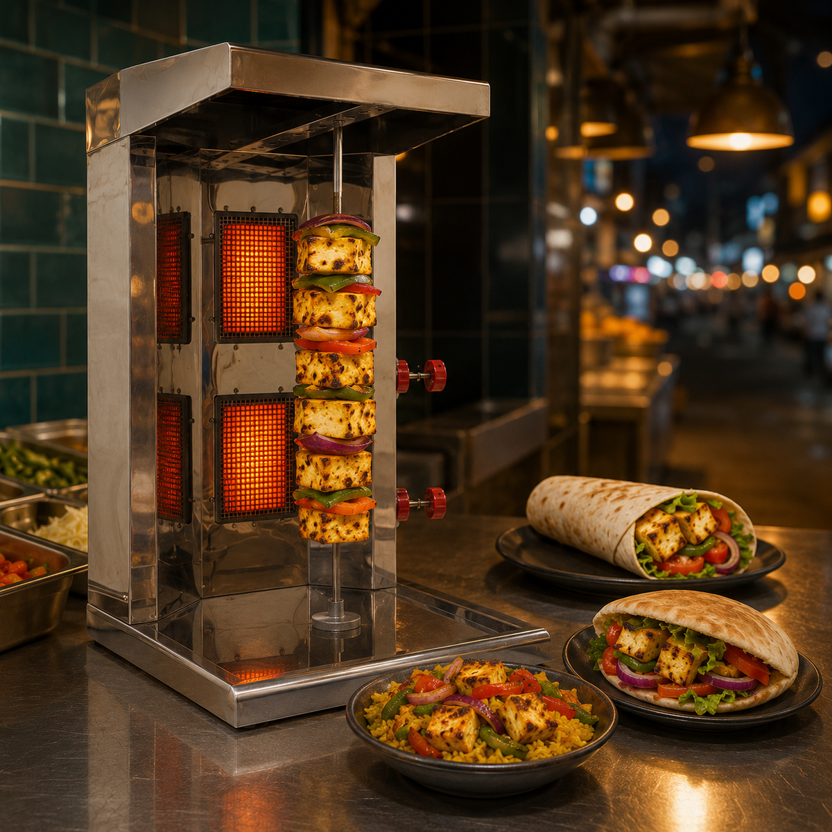 Table Top Gas Shawarma Machine – 2 Ujala Burners, 19 × 26 × 33 Inch - product view 11