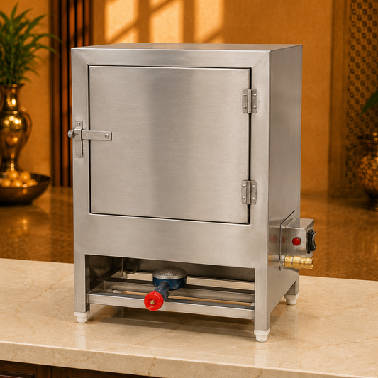 Commercial Idli Steamer – 6 Trays, 12 × 12 Inch, Electric + Gas