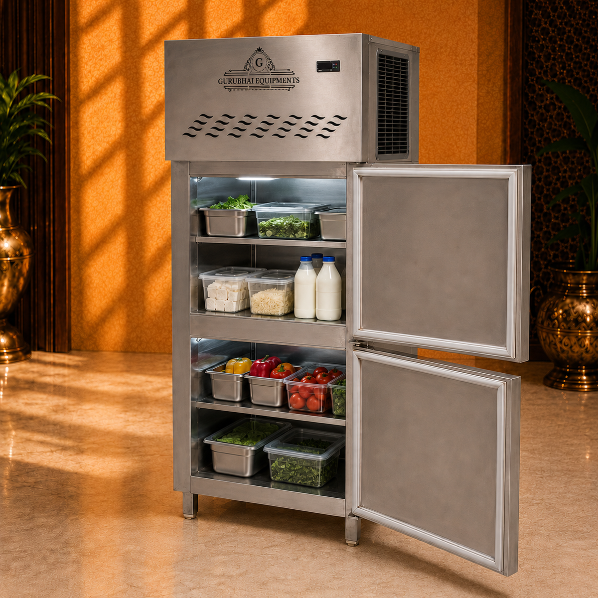 Commercial 2-Door Vertical Refrigerator – 450 L, Stainless Steel - product view 7
