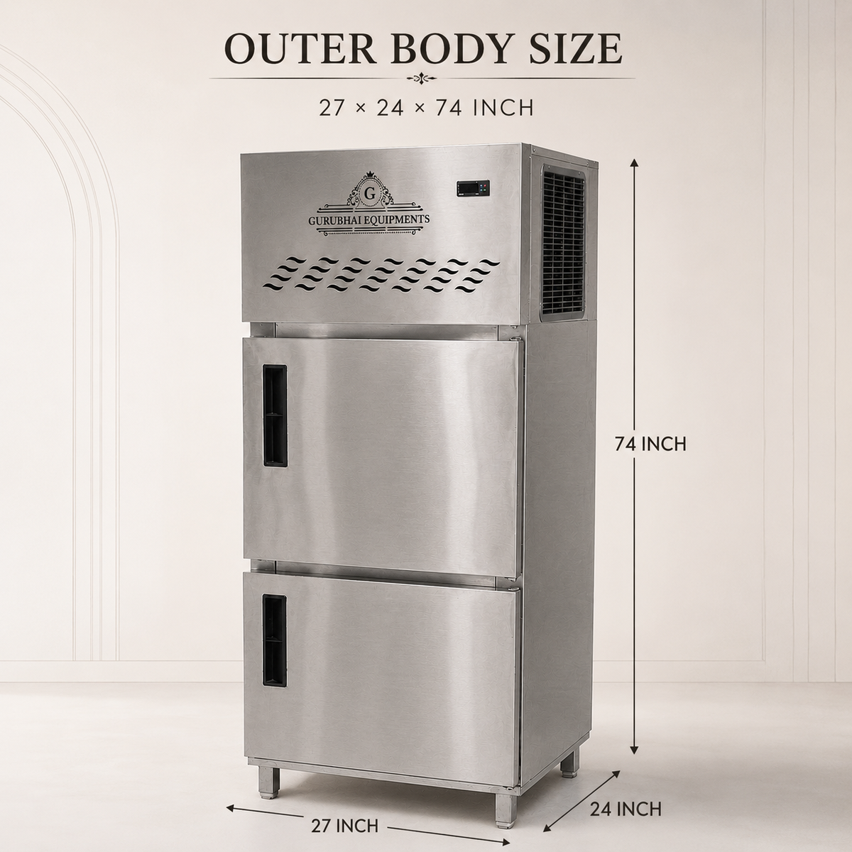 Commercial 2-Door Vertical Refrigerator – 450 L, Stainless Steel - product view 3