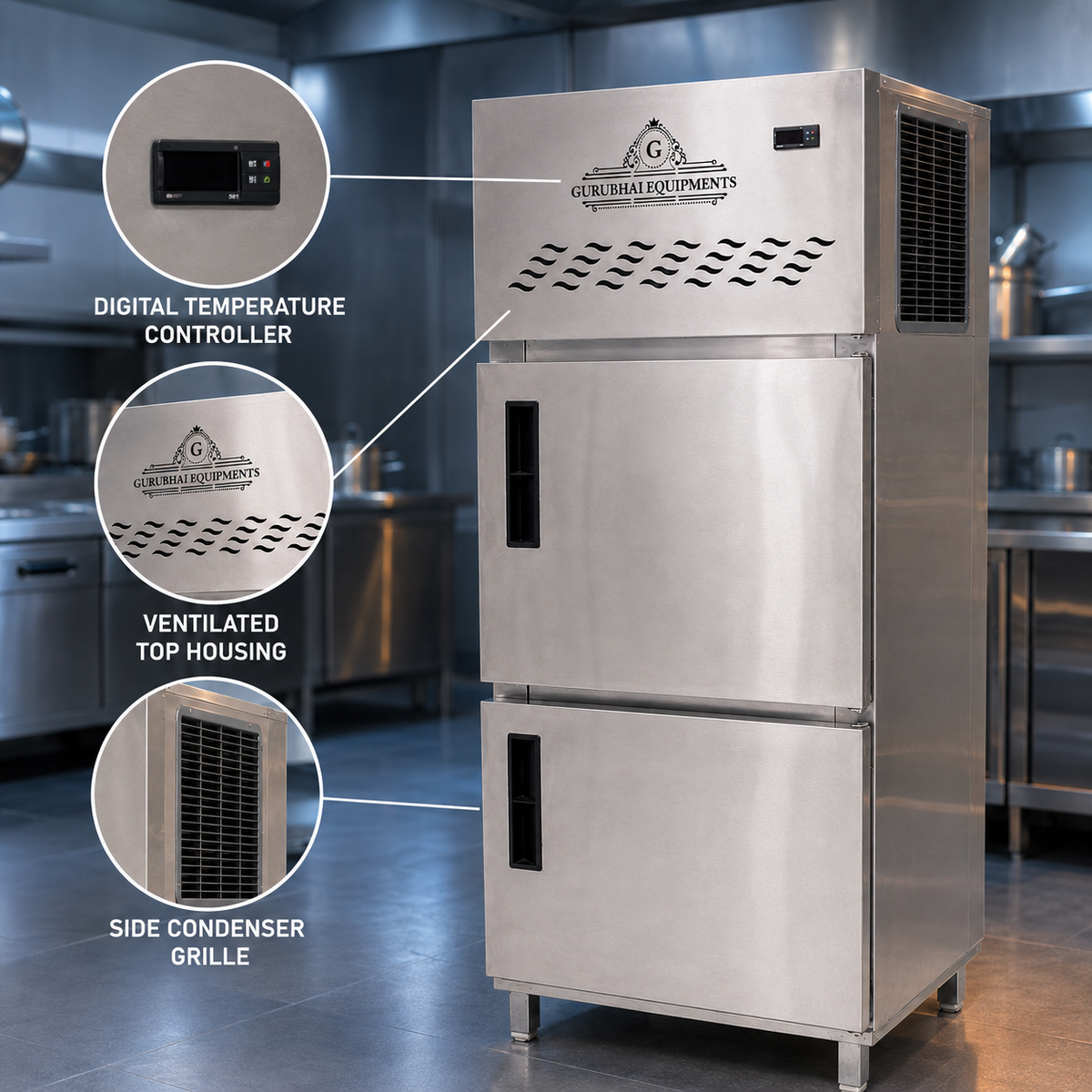 Commercial 2-Door Vertical Refrigerator – 450 L, Stainless Steel - product view 6