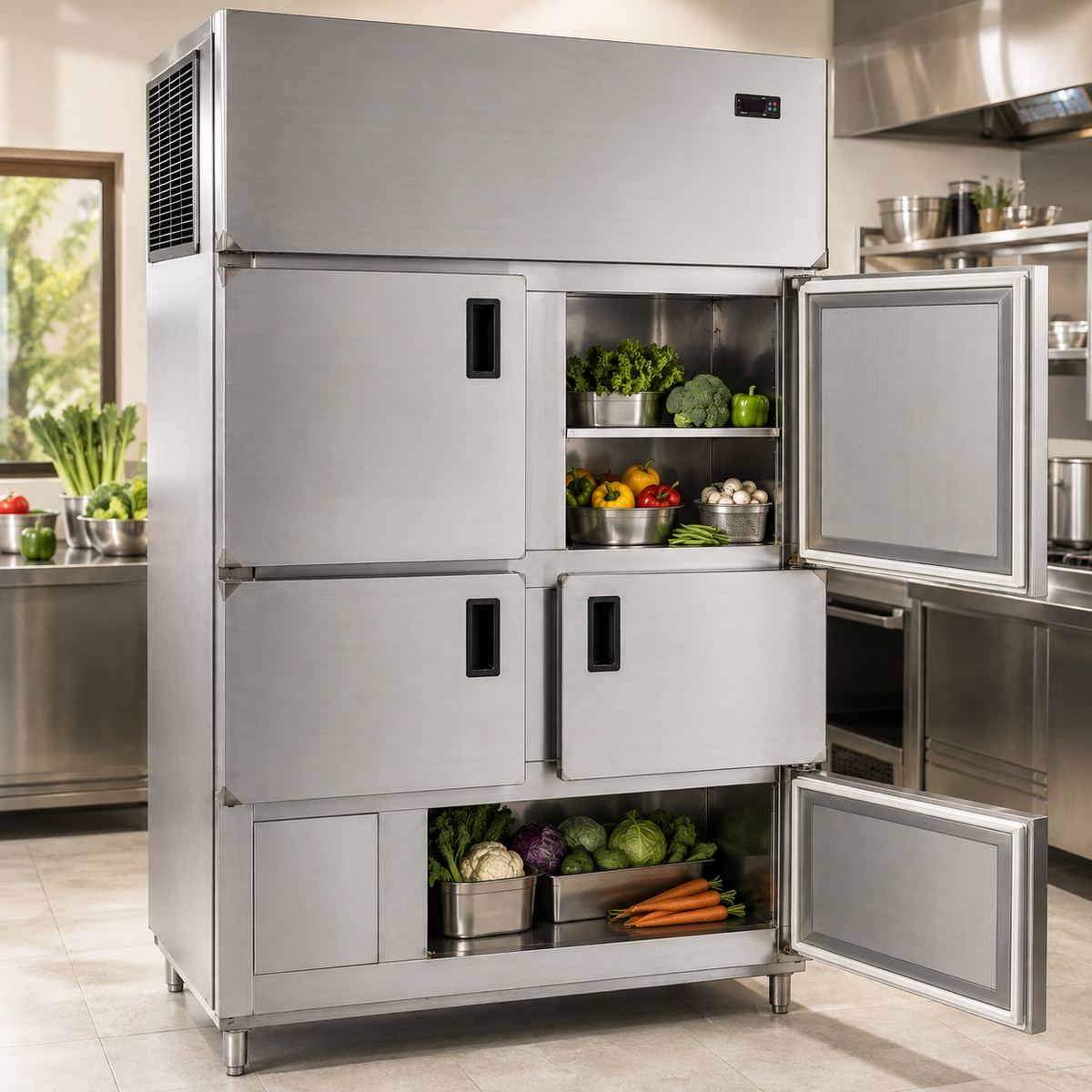 Commercial 5-Door Vertical Refrigerator – 650 L, Stainless Steel - product view 5