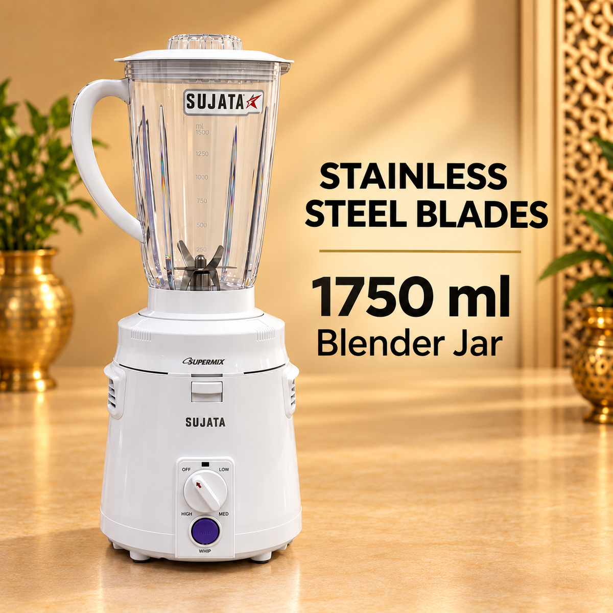 Gurubhai Equipments Sujata Supermix Mixer Grinder – 900 W – Close-up