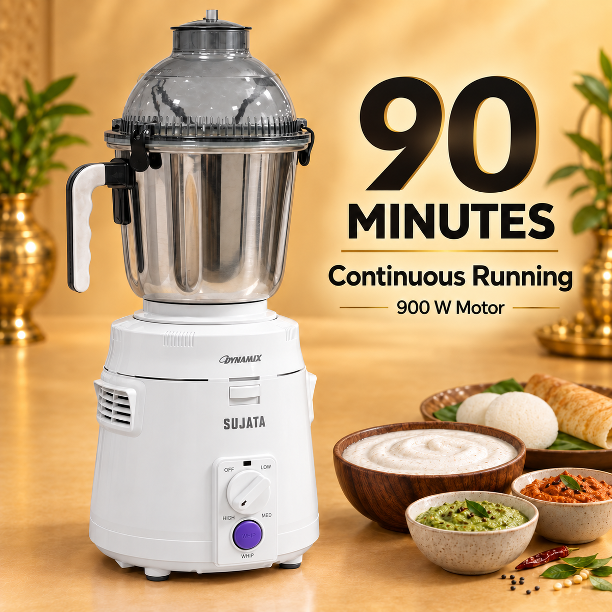 Gurubhai Equipments Sujata Dynamix Mixer Grinder – 900 W – Close-up