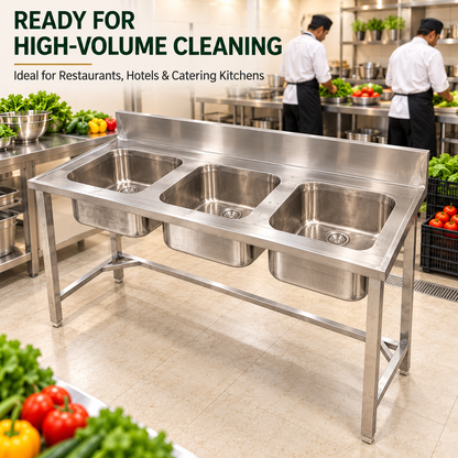 Gurubhai Equipments Three-Sink Commercial Unit – Features