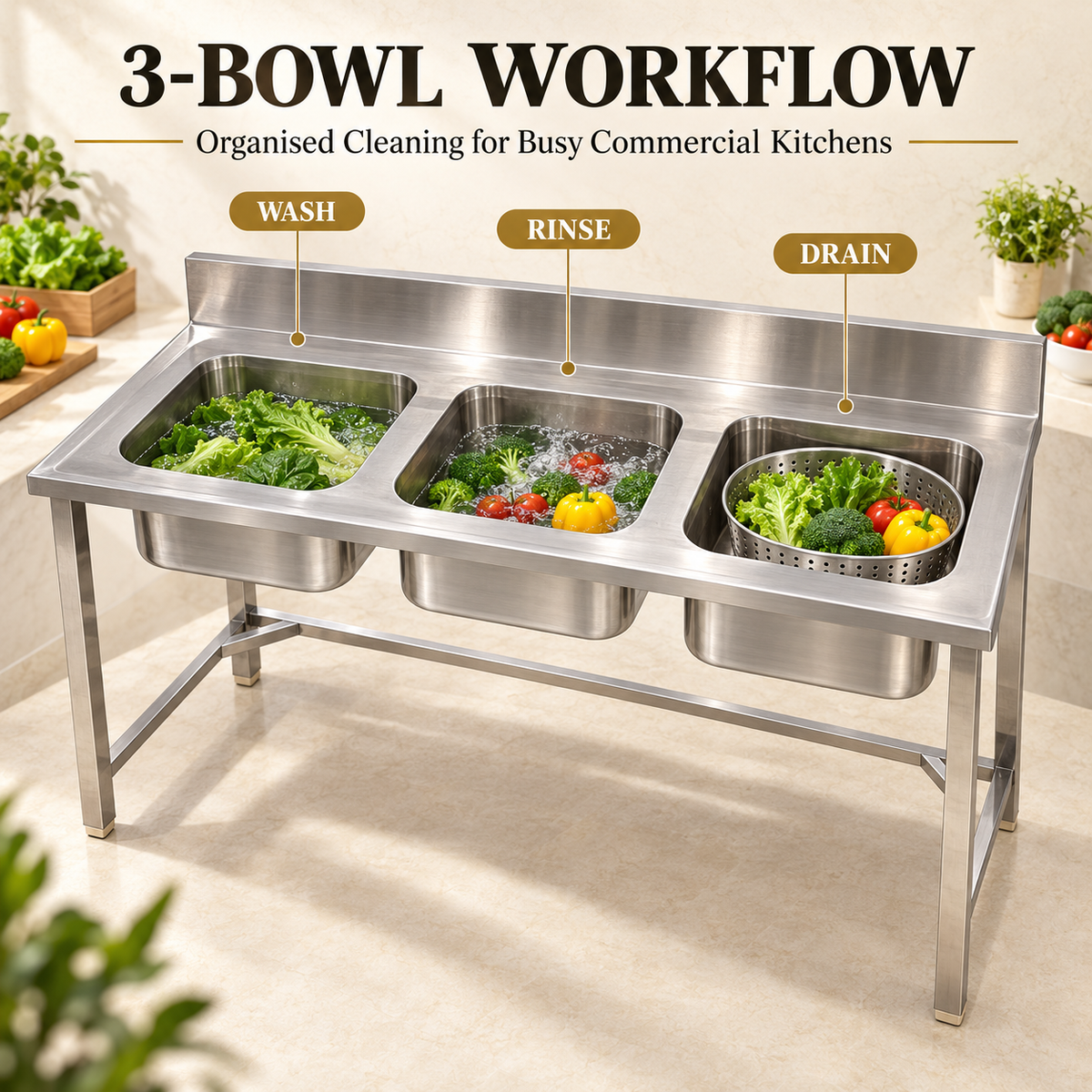 Gurubhai Equipments Three-Sink Commercial Unit – Why Choose It