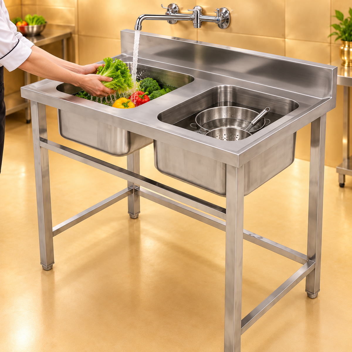 Gurubhai Equipments Double-Sink Commercial Unit – In Use